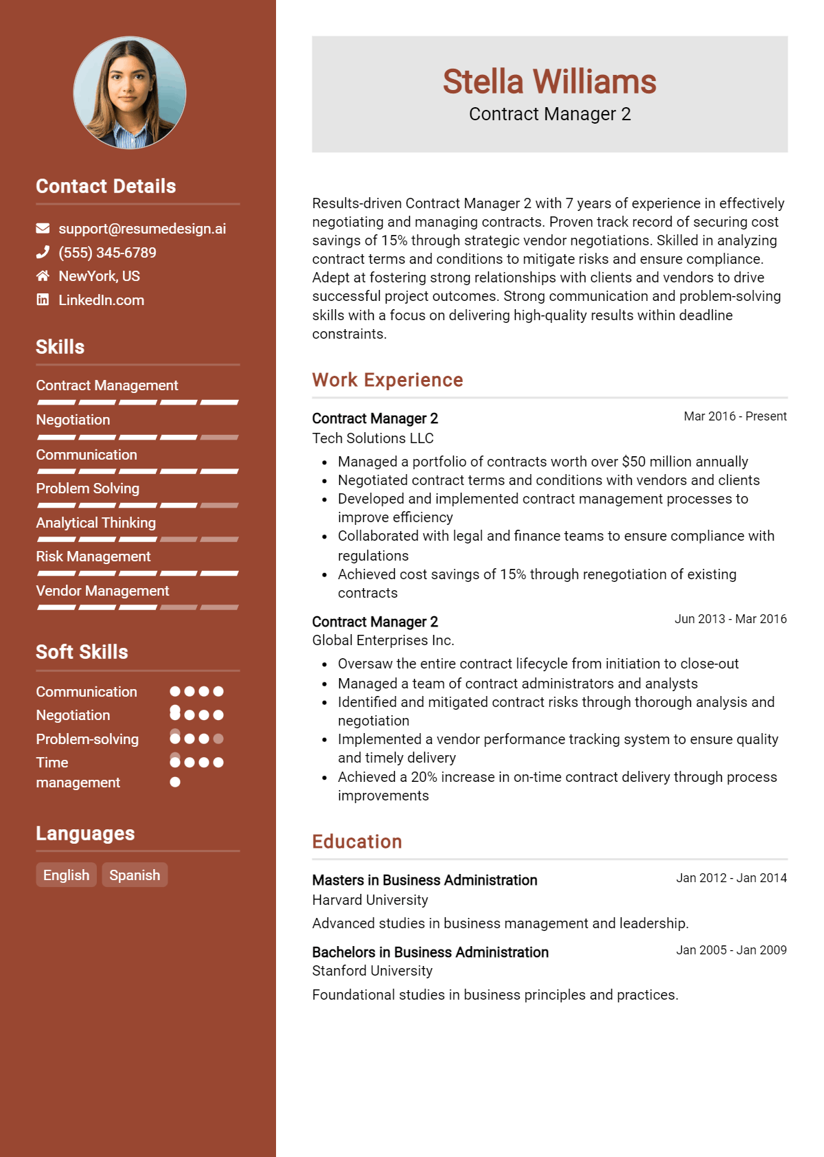 Contract Manager 2 Resume Example