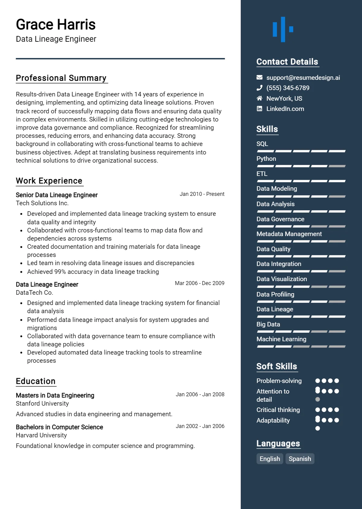 Data Lineage Engineer Resume Example
