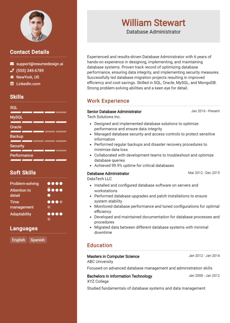 24 Database Administrator Resume Examples And Templates for 2025 (Downloadable)
