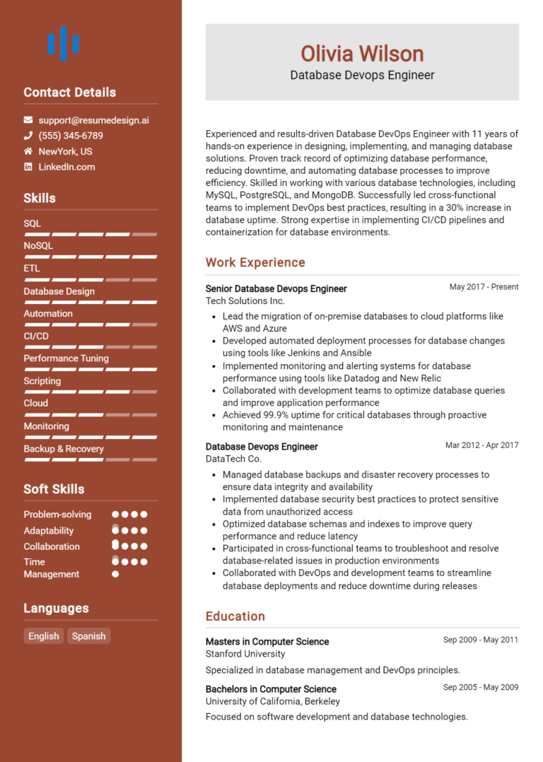24 Database DevOps Engineer Resume Examples And Templates for 2025