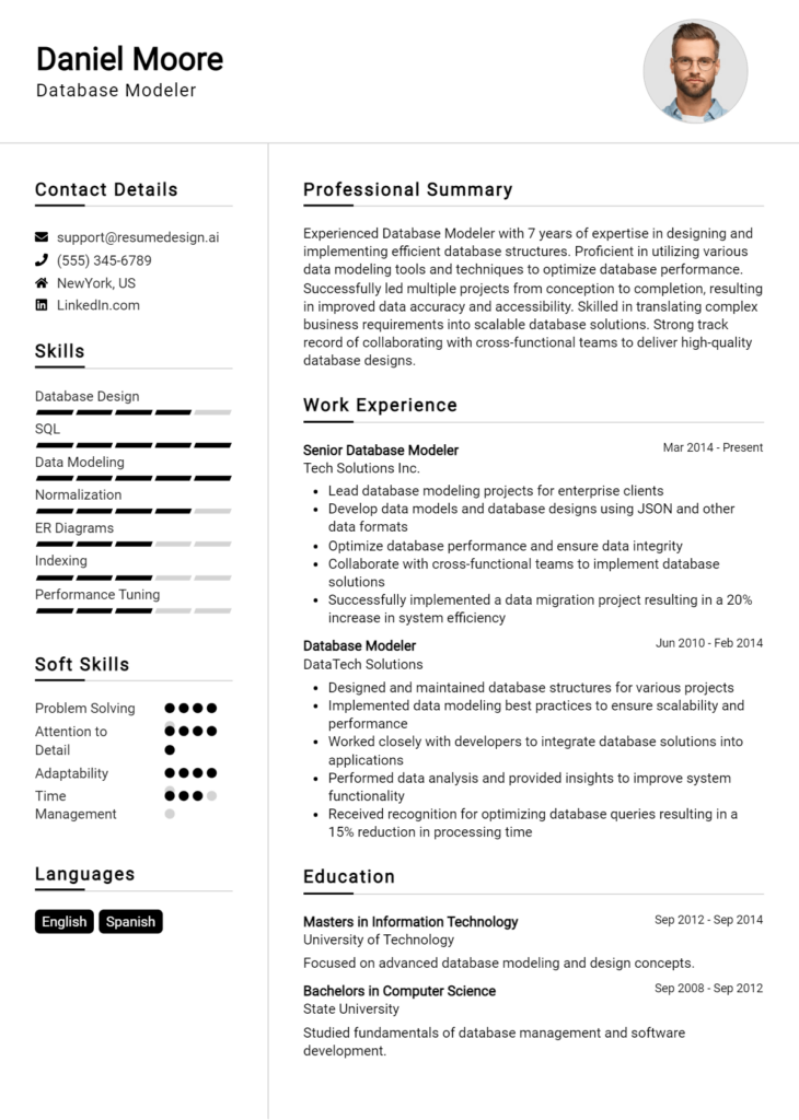 Database Modeler Resume Example