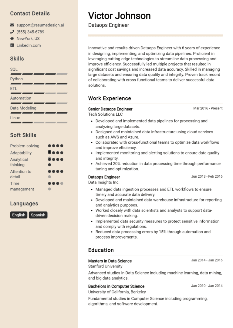 23 DataOps Engineer Resume Examples And Templates for 2025: Best Tips