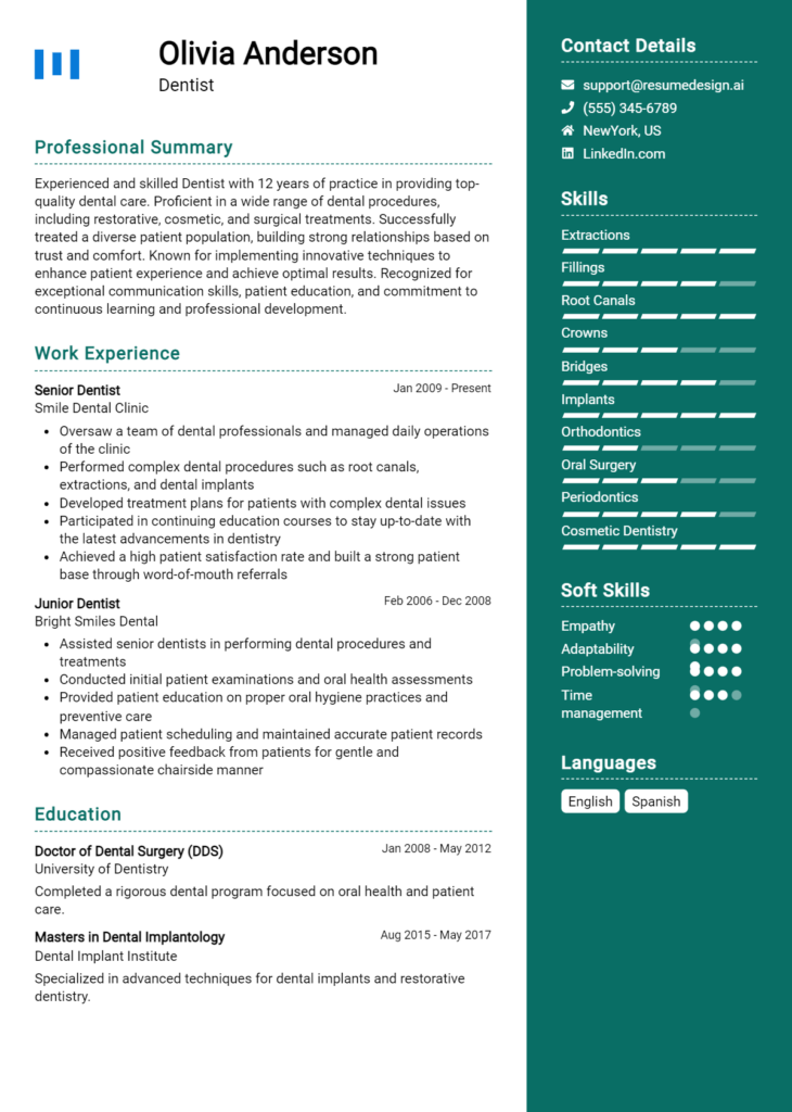 Dentist Resume Example (1)