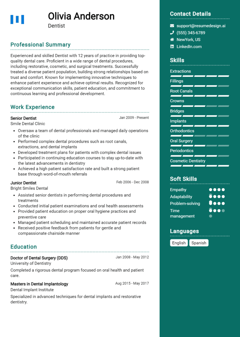 11 Dentist Resume Examples And Templates for 2025 (Downloadable)