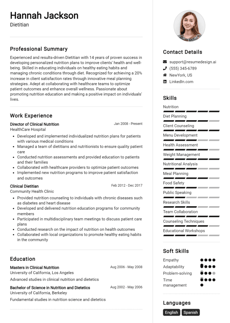 12 Dietitian Resume Examples And Templates for 2025