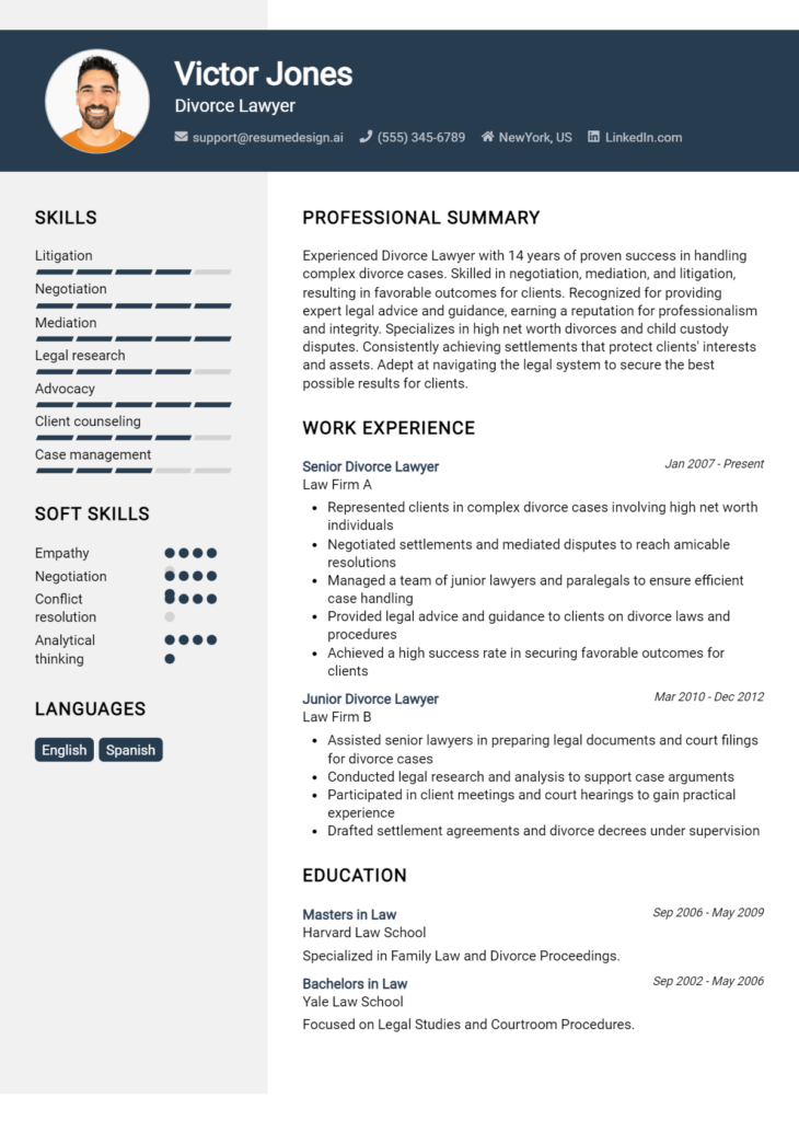 Divorce Lawyer Resume Example