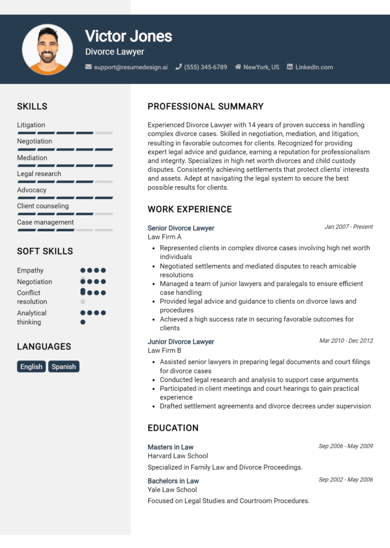 31 Divorce Lawyer Resume Examples And Templates for 2025