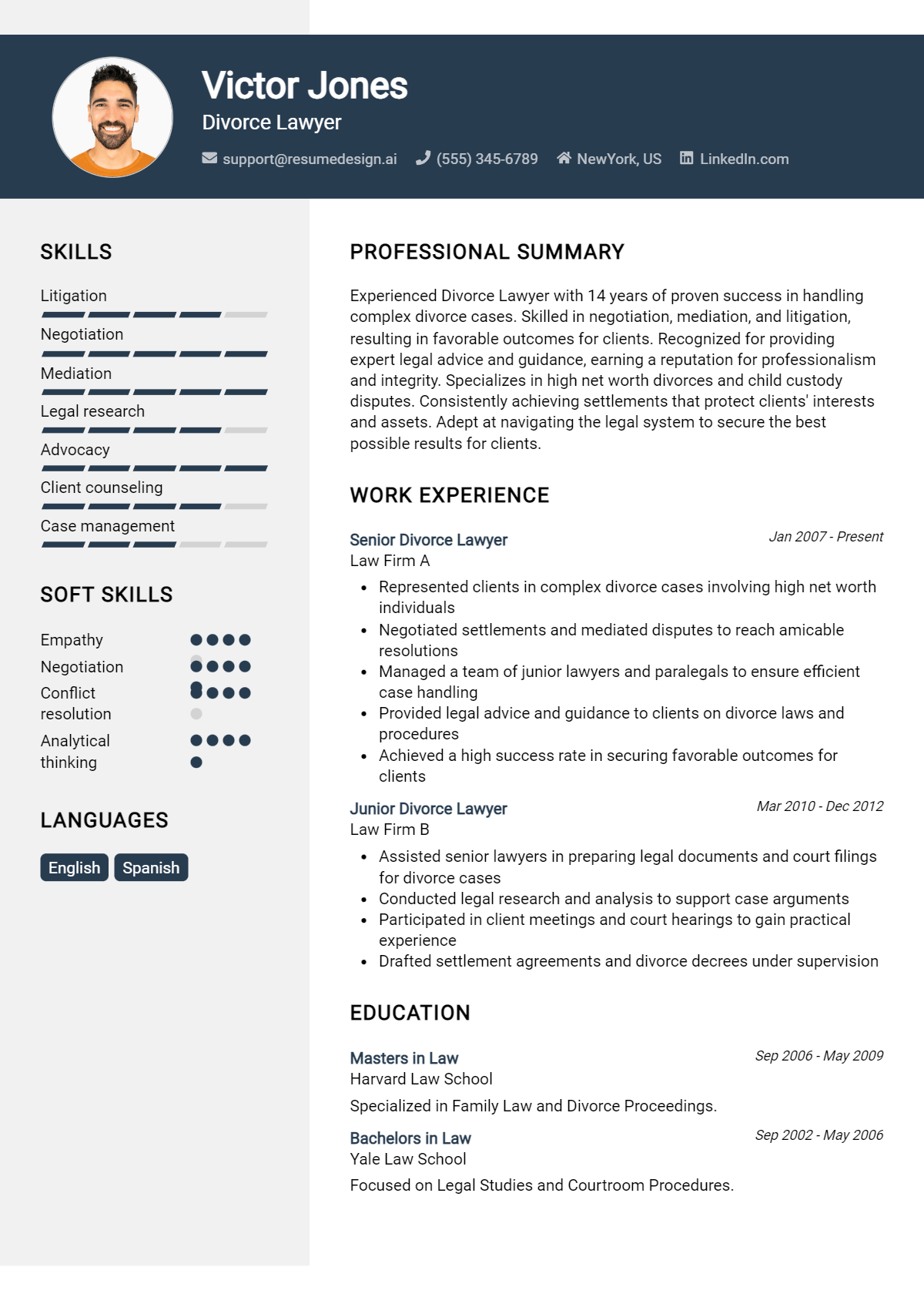 Divorce Lawyer Resume Example