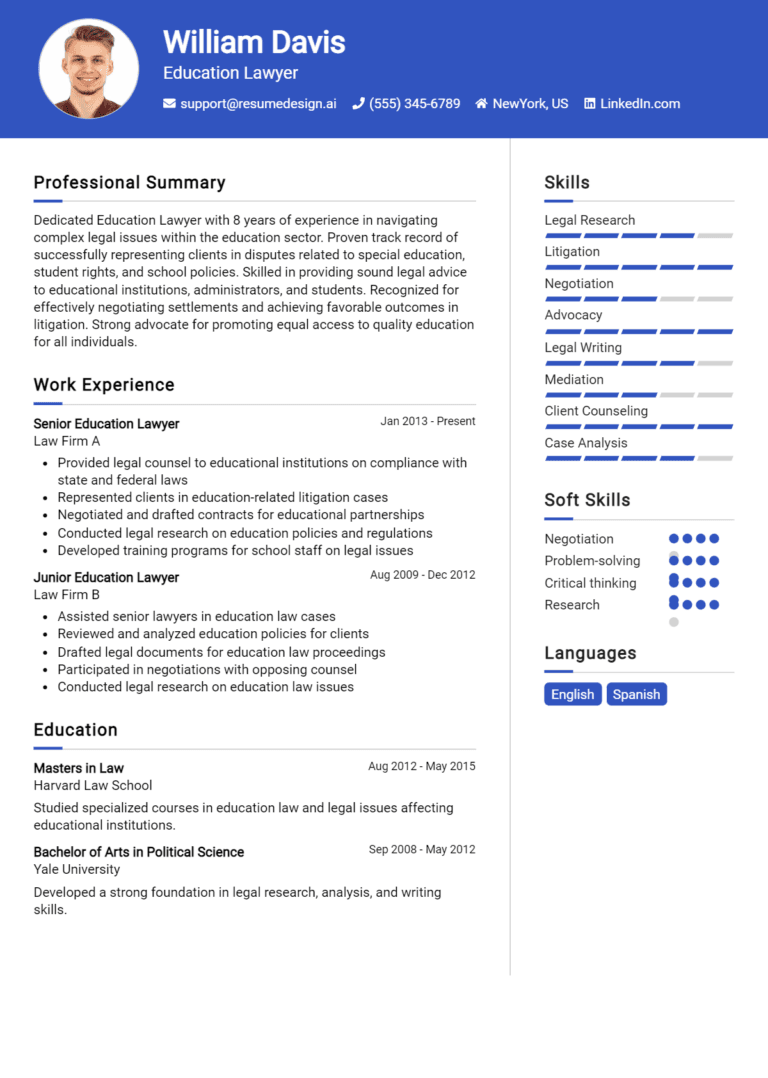 31 Education Lawyer Resume Examples And Templates for 2025: Best Tips