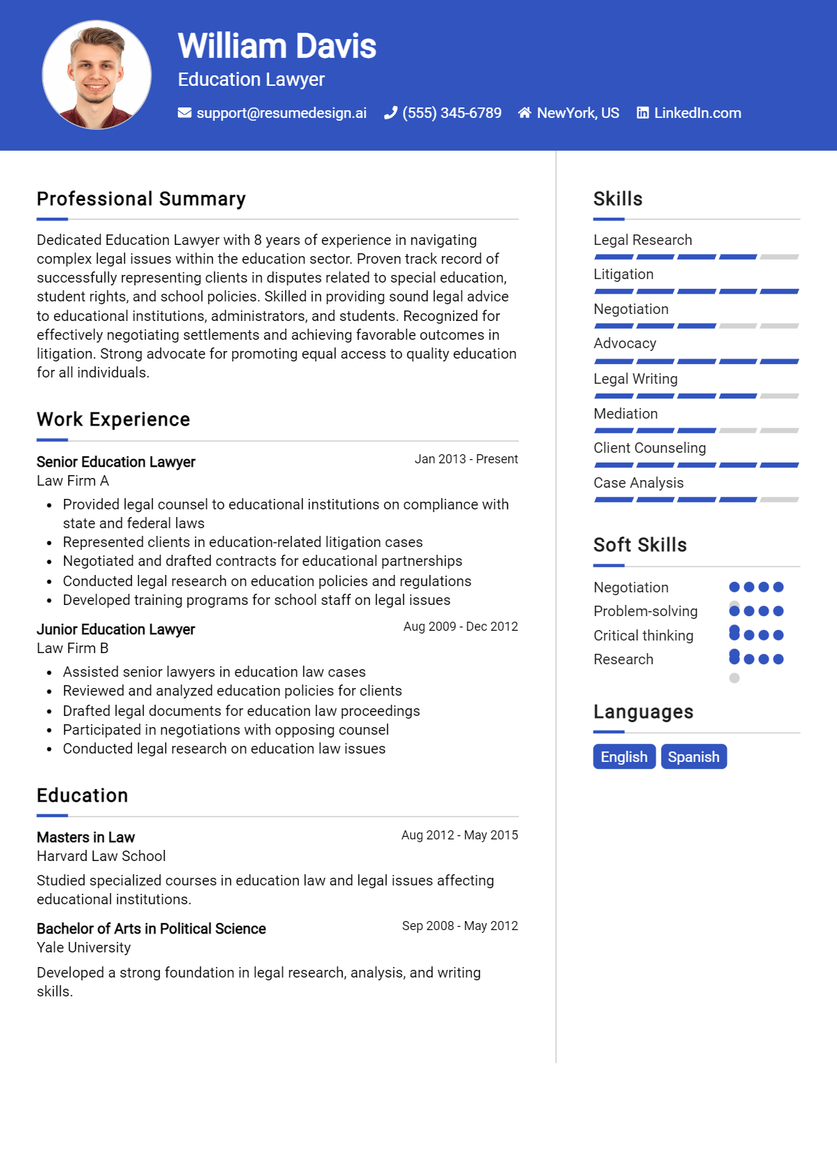 Education Lawyer Resume Example