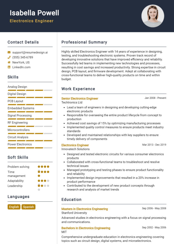 Electronics Engineer Resume Example (1)