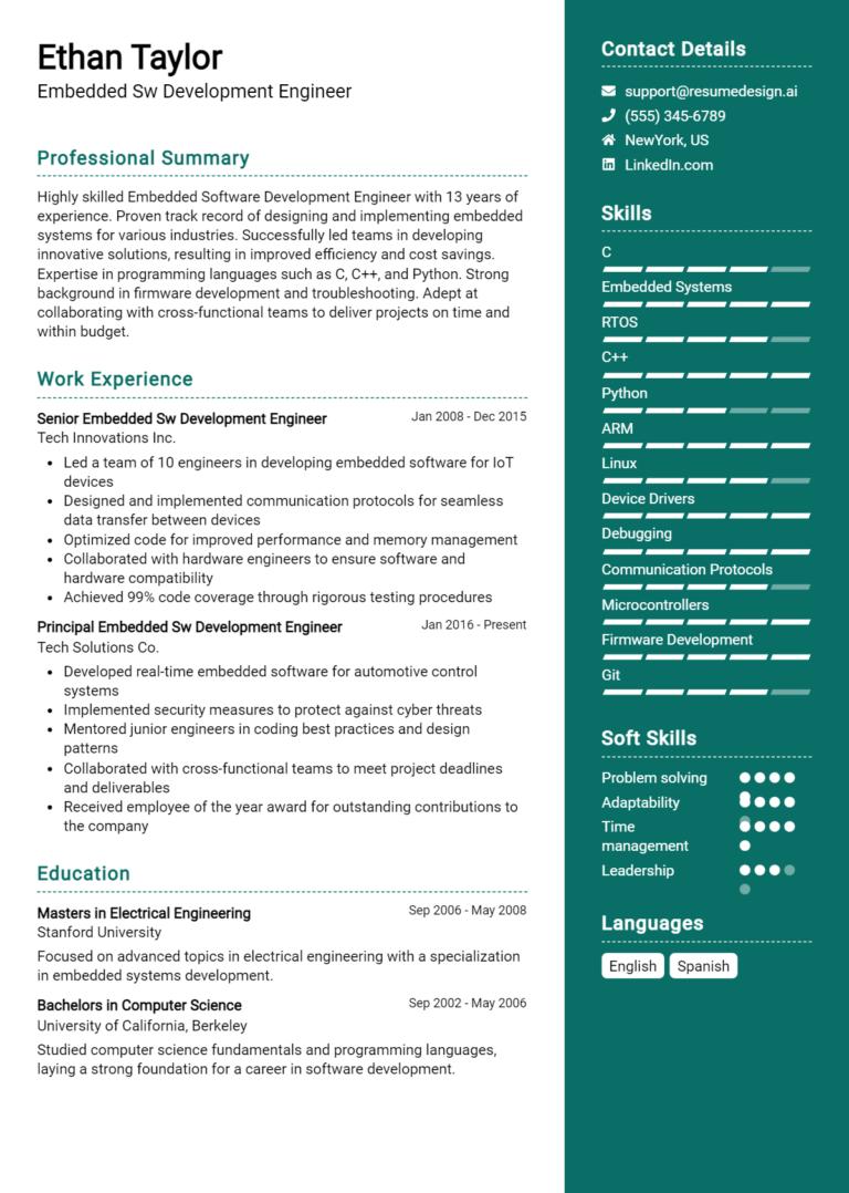 10 Embedded Software Engineer Resume Examples And Templates for 2024 ...