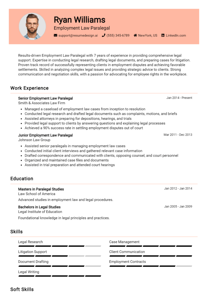 Employment Law Paralegal Resume Example