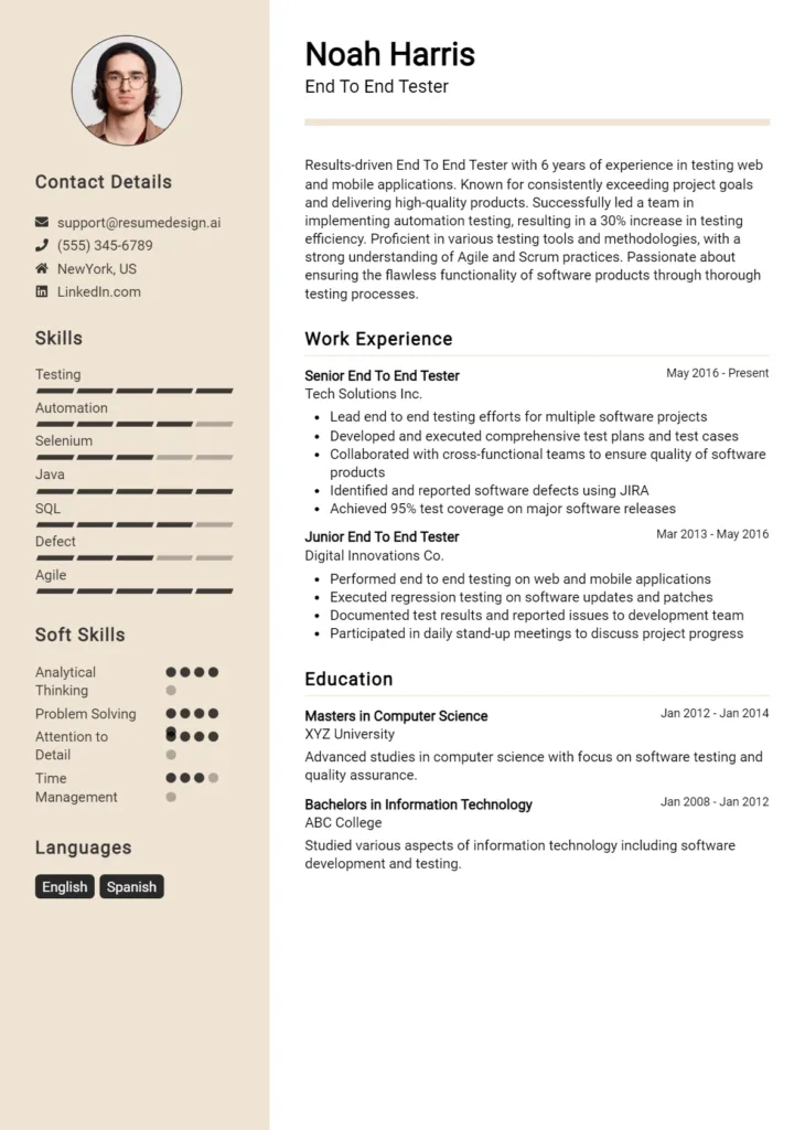 End To End Tester Resume Example