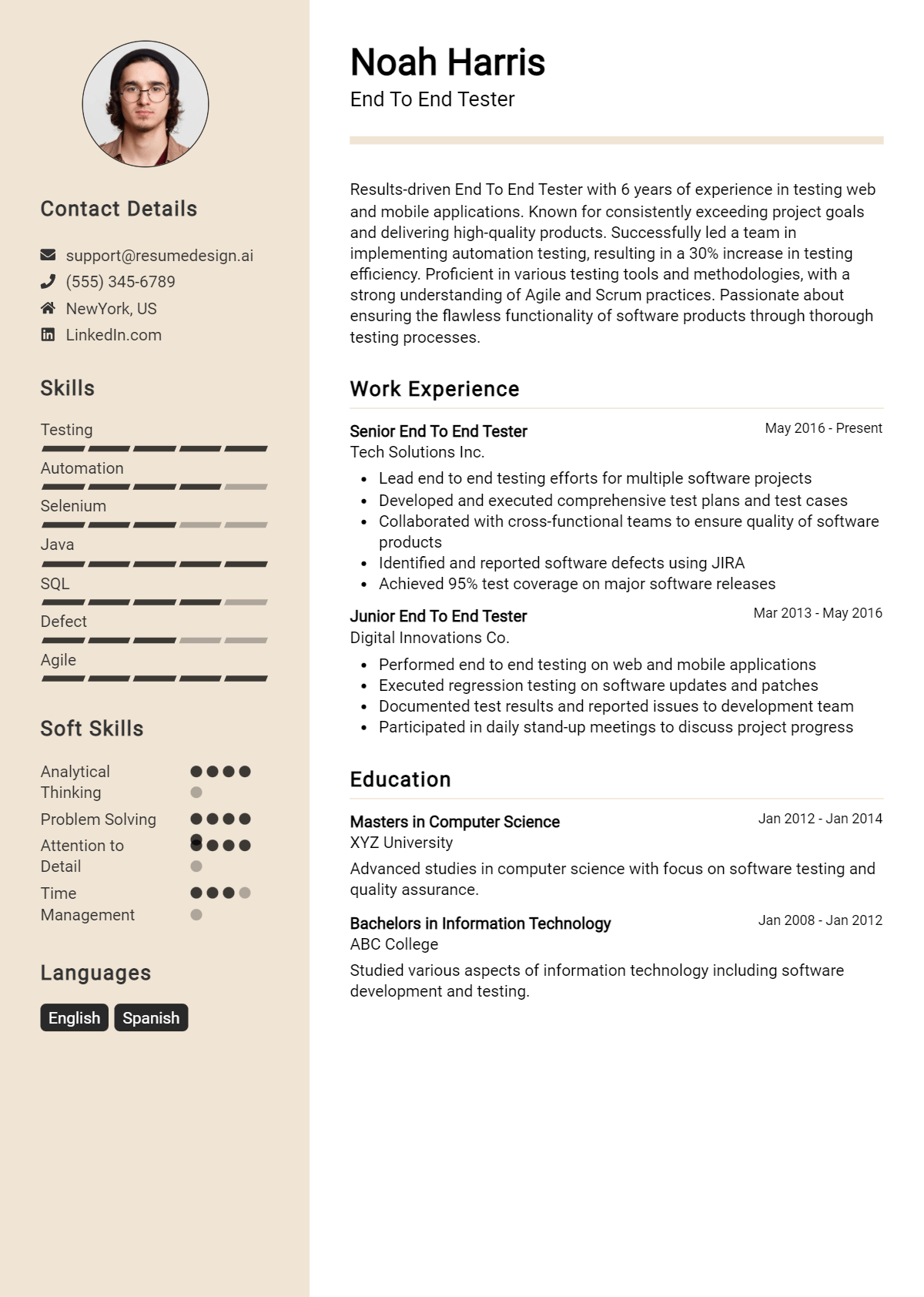 End To End Tester Resume Example