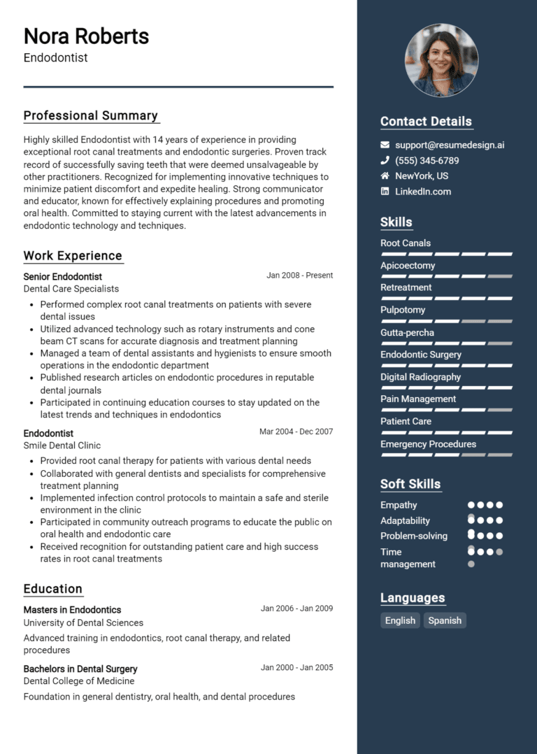 11 Endodontist Resume Examples And Templates for 2025