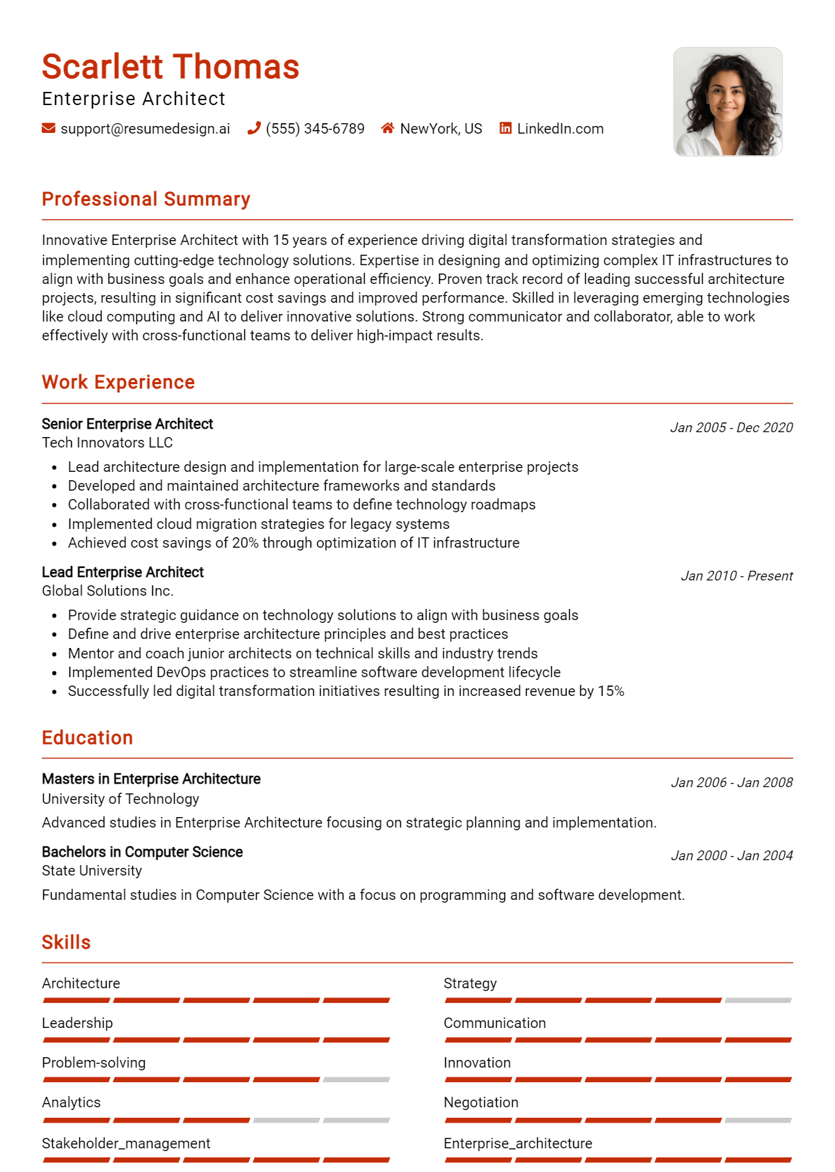 Enterprise Architect Resume Example