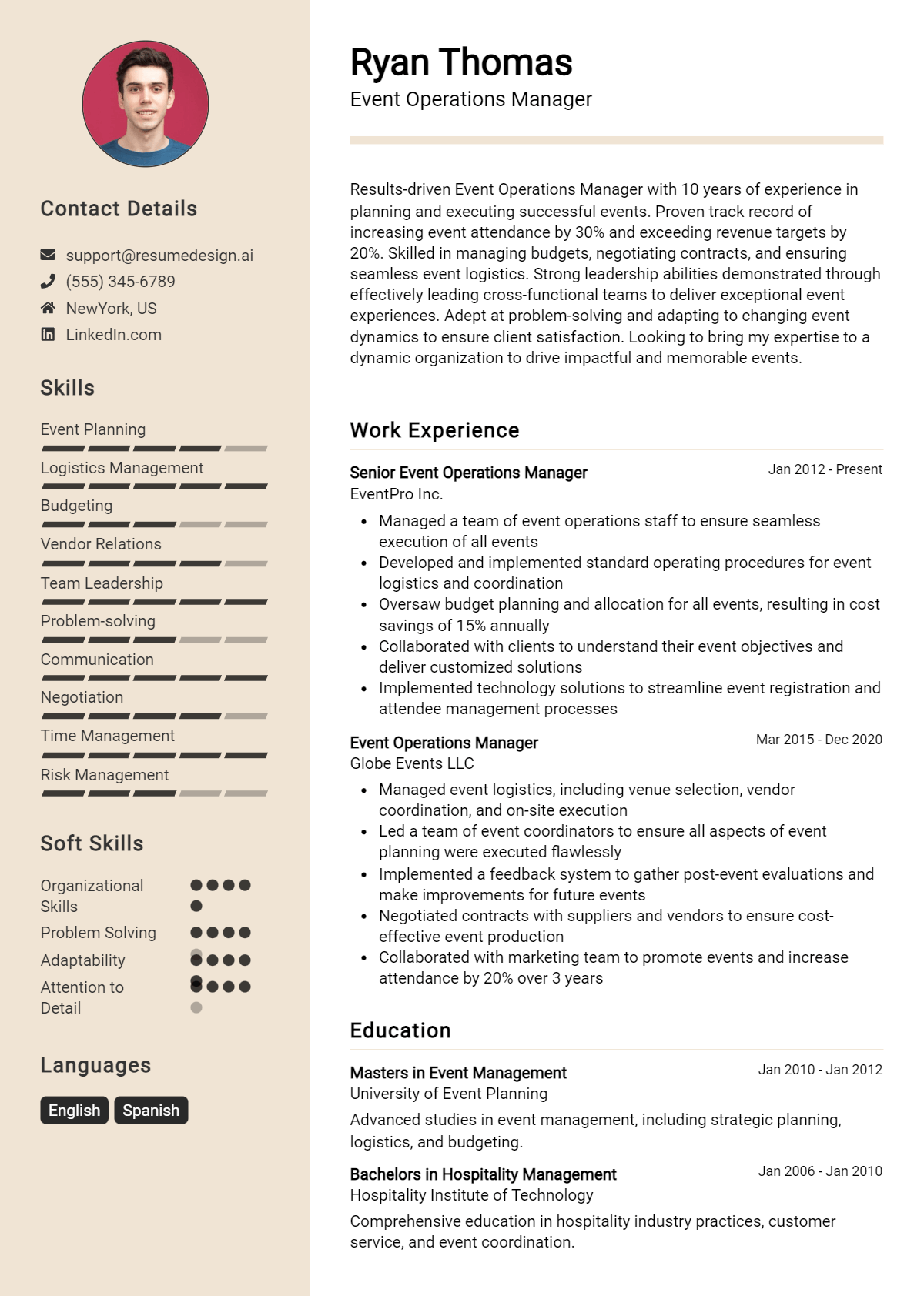 Event Operations Manager Resume Example