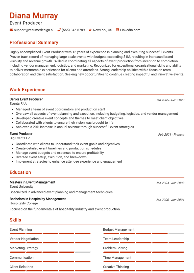 16 Event Producer Resume Examples And Templates for 2025