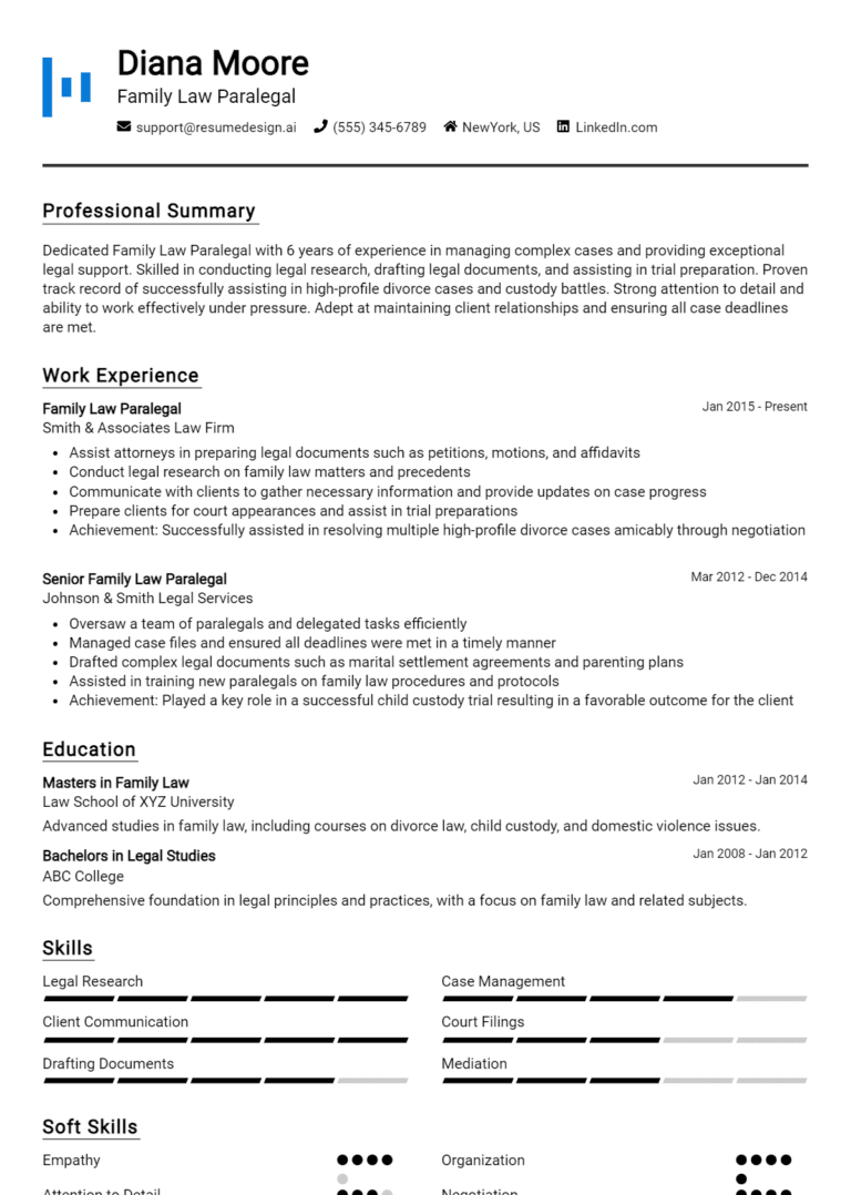 18 Family Law Paralegal Resume Examples And Templates for 2025