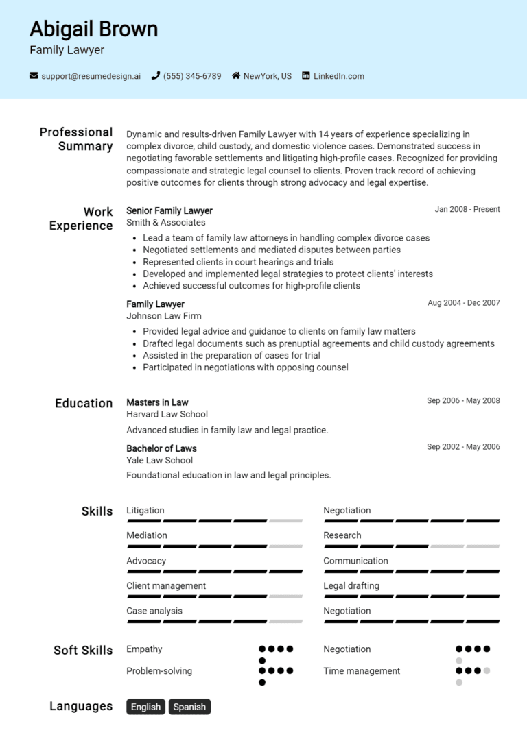 31 Family Lawyer Resume Examples And Templates for 2025