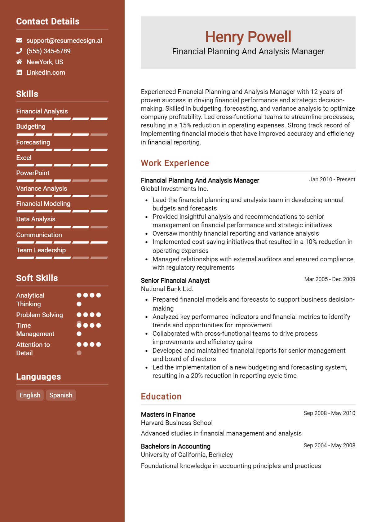 17 Financial Planning and Analysis Manager Resume Examples And ...