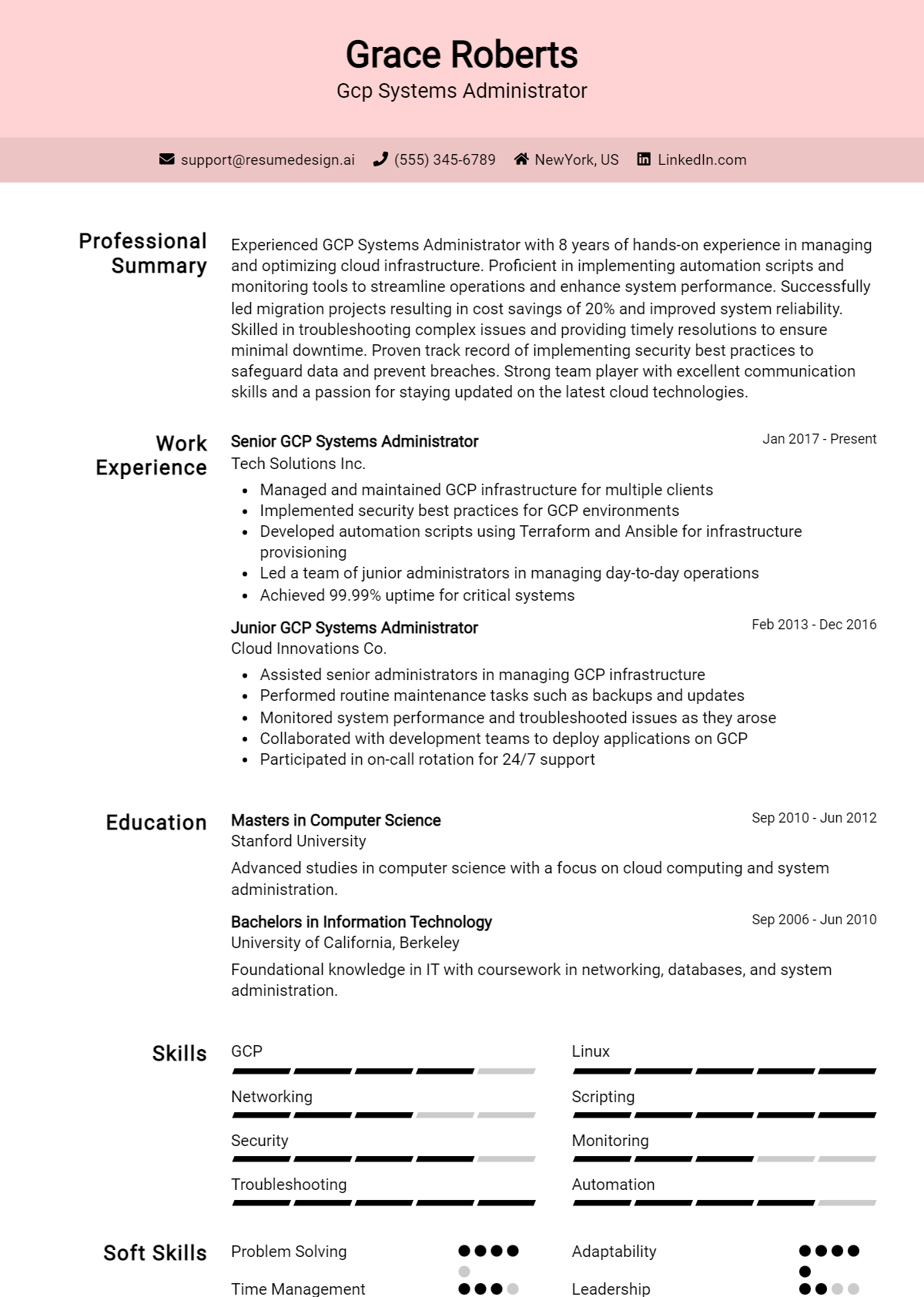 Gcp Systems Administrator Resume Example