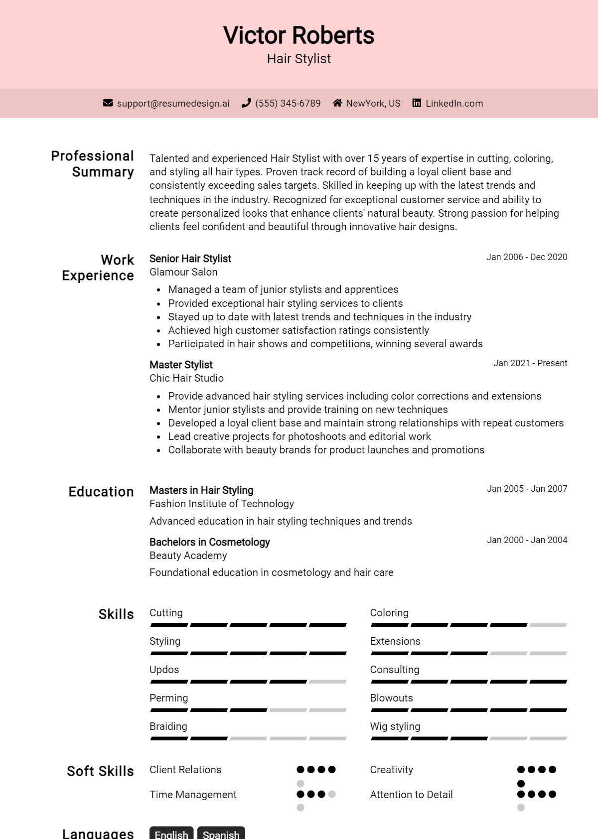 Hair Stylist Resume Example