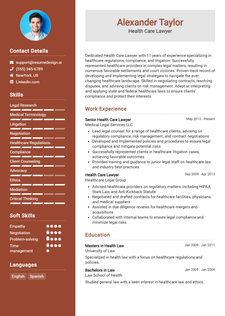 31 Health Care Lawyer Resume Examples And Templates for 2025