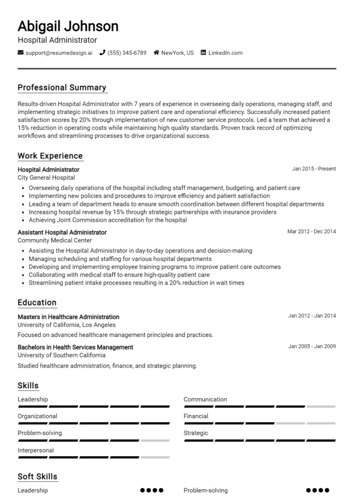 Hospital Administrator Resume Example (1)