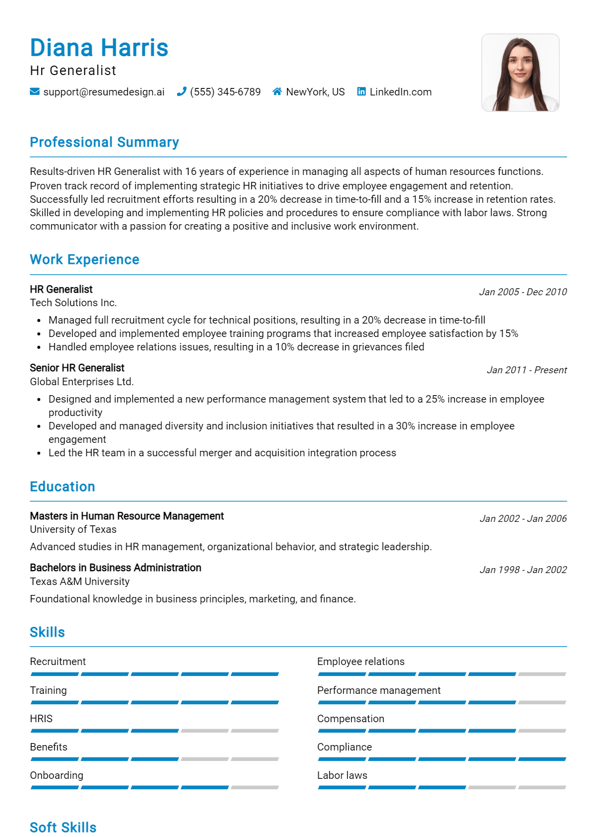 Hr Generalist Resume Example