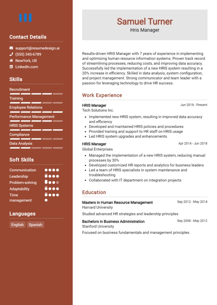 Hris Manager Resume Example