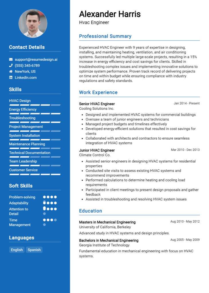 Hvac Engineer Resume Example