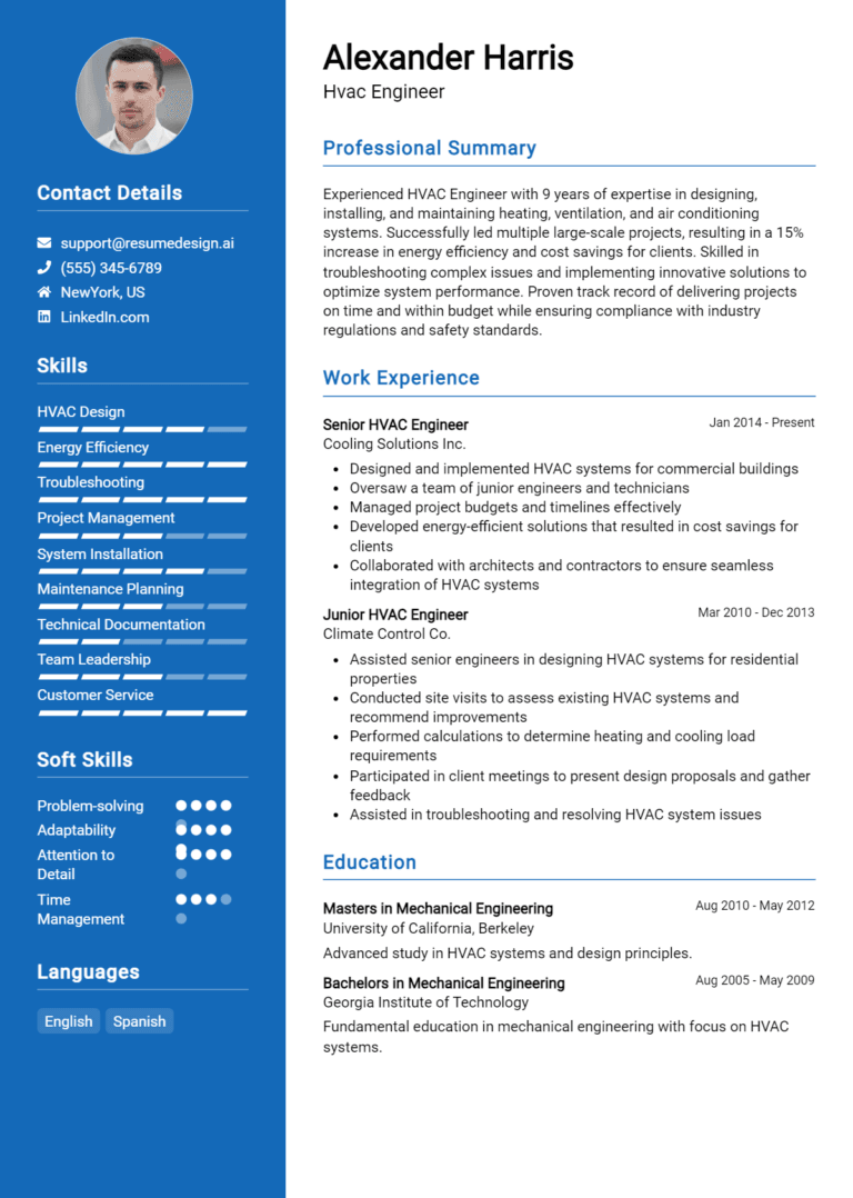 20 HVAC Engineer Resume Examples And Templates for 2025