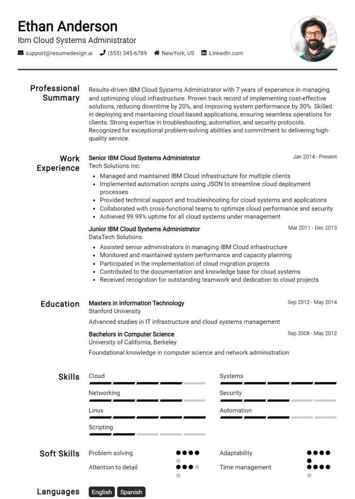 Ibm Cloud Systems Administrator Resume Example