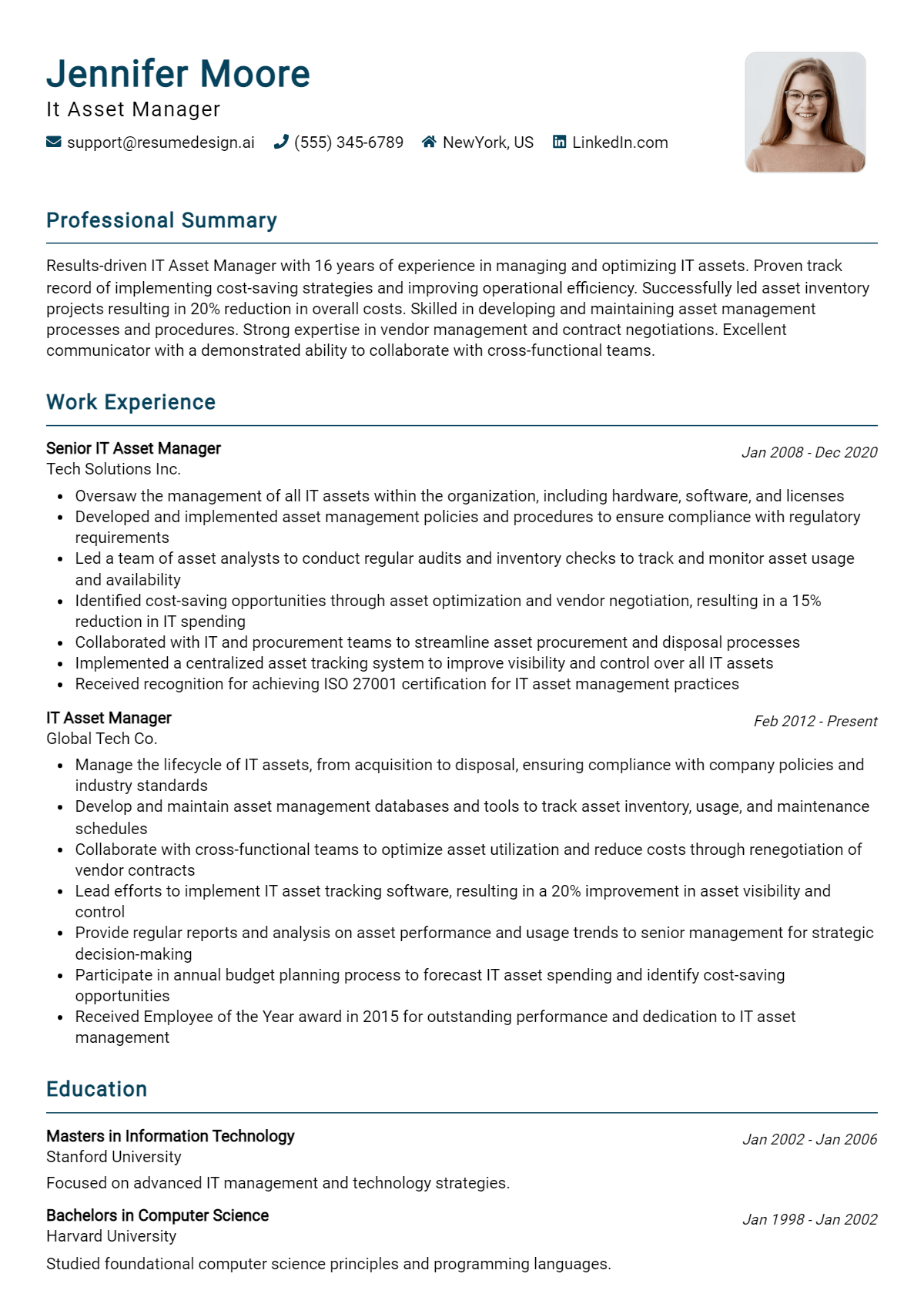 It Asset Manager Resume Example