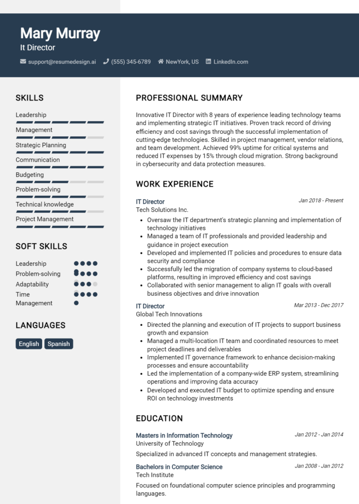 It Director Resume Example