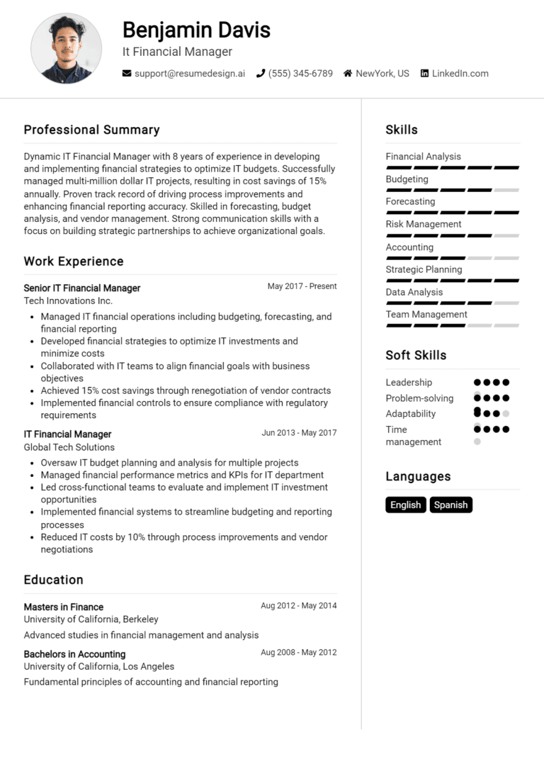 21 IT Financial Manager Resume Examples And Templates for 2025