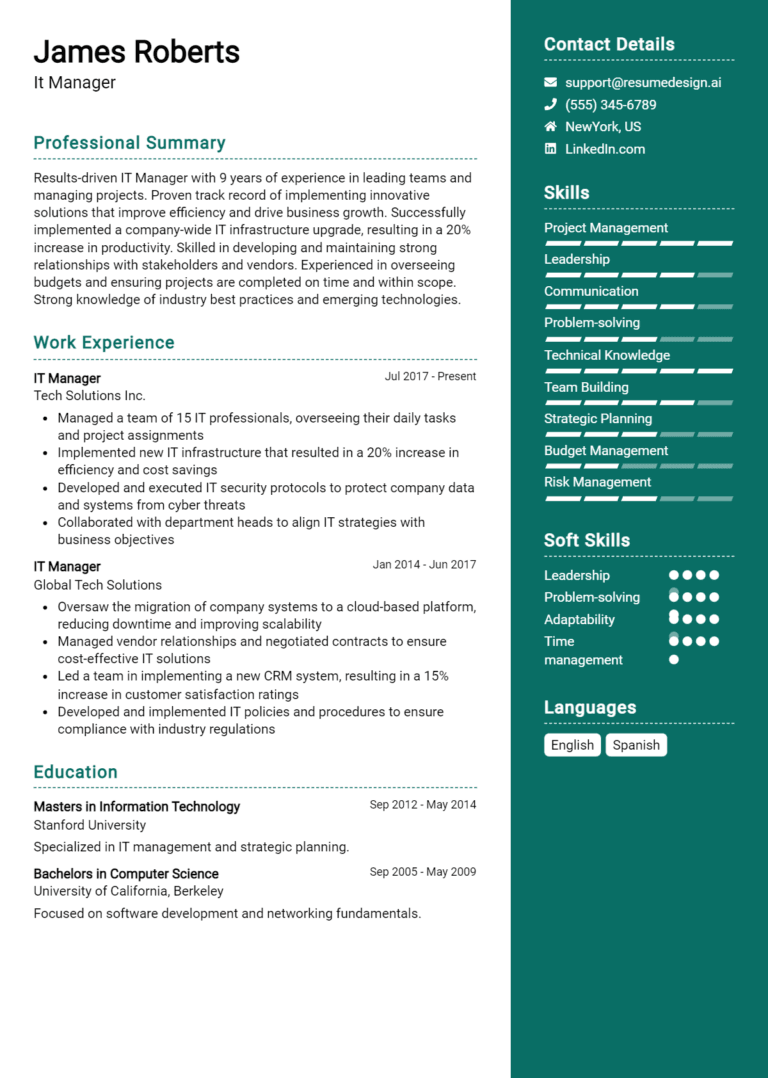 21 IT Manager Resume Examples And Templates for 2025