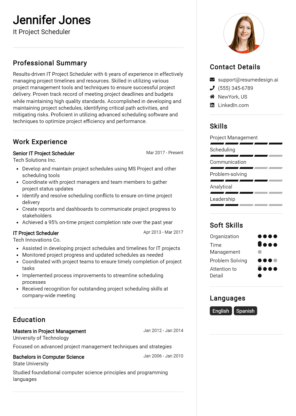 It Project Scheduler Resume Example