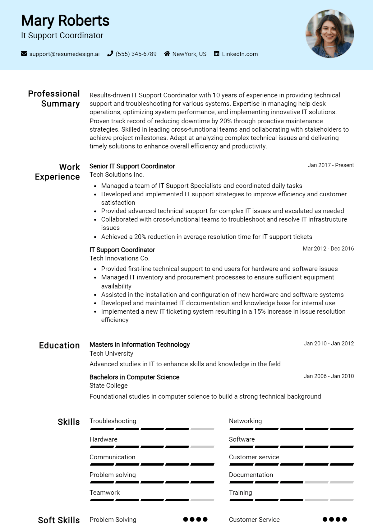 It Support Coordinator Resume Example