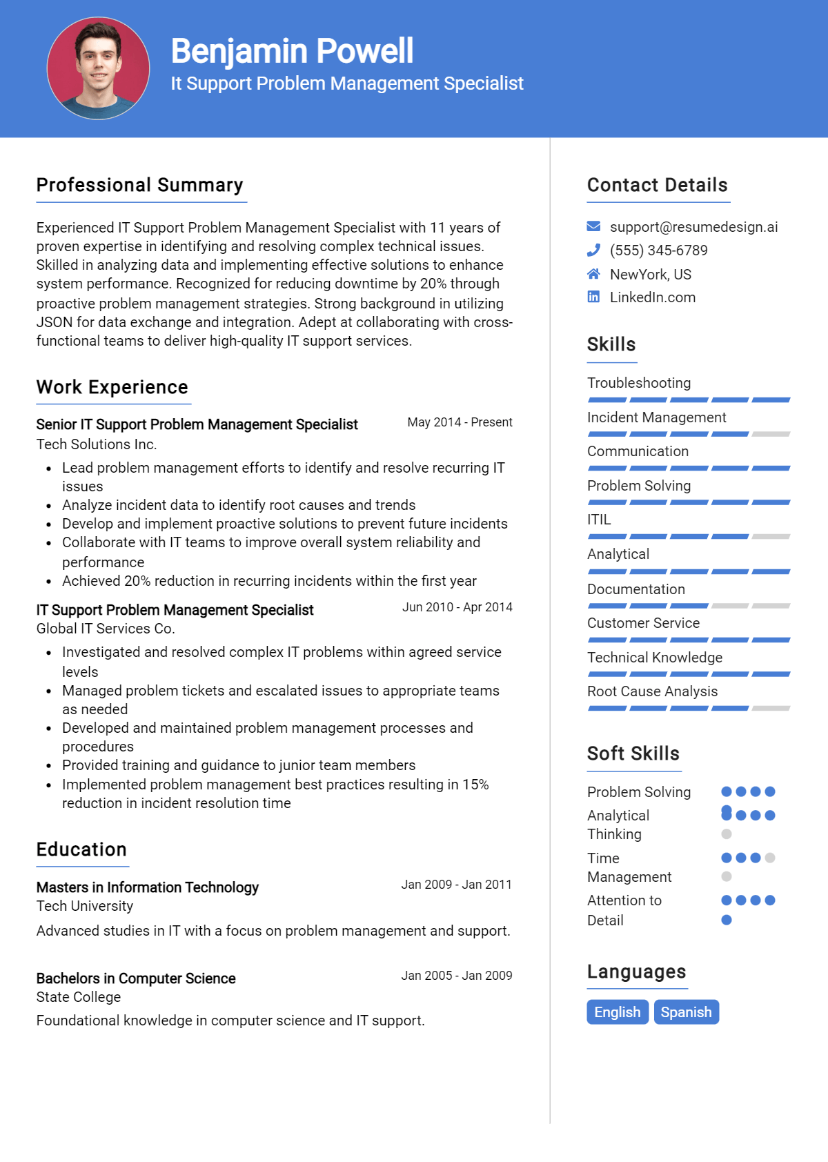 It Support Problem Management Specialist Resume Example