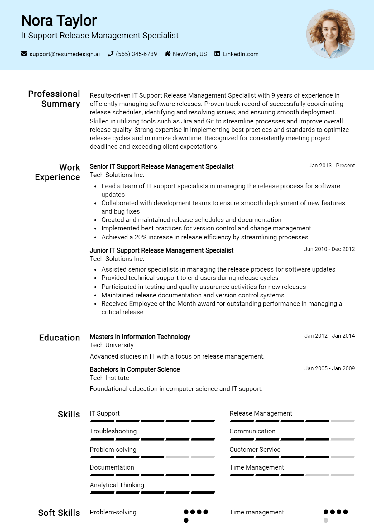 It Support Release Management Specialist Resume Example