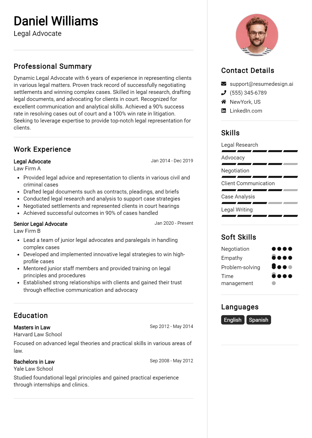 Legal Advocate Resume Example