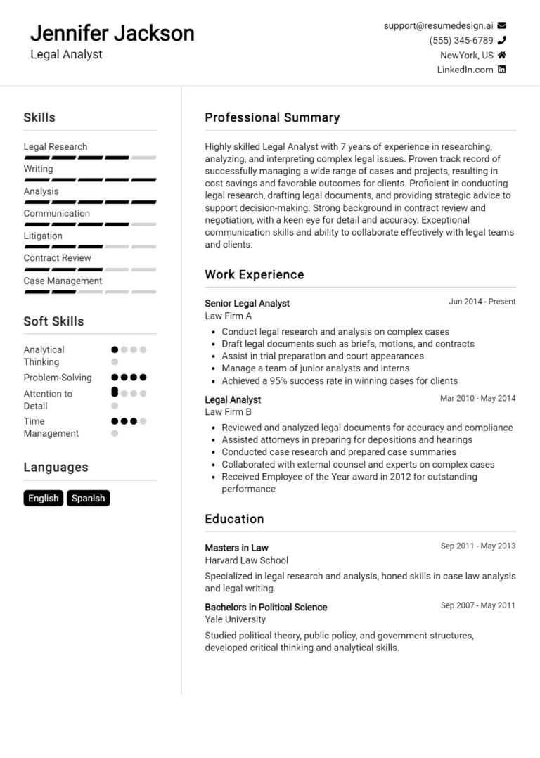 12 Legal Analyst Resume Examples And Templates for 2025 (Downloadable)