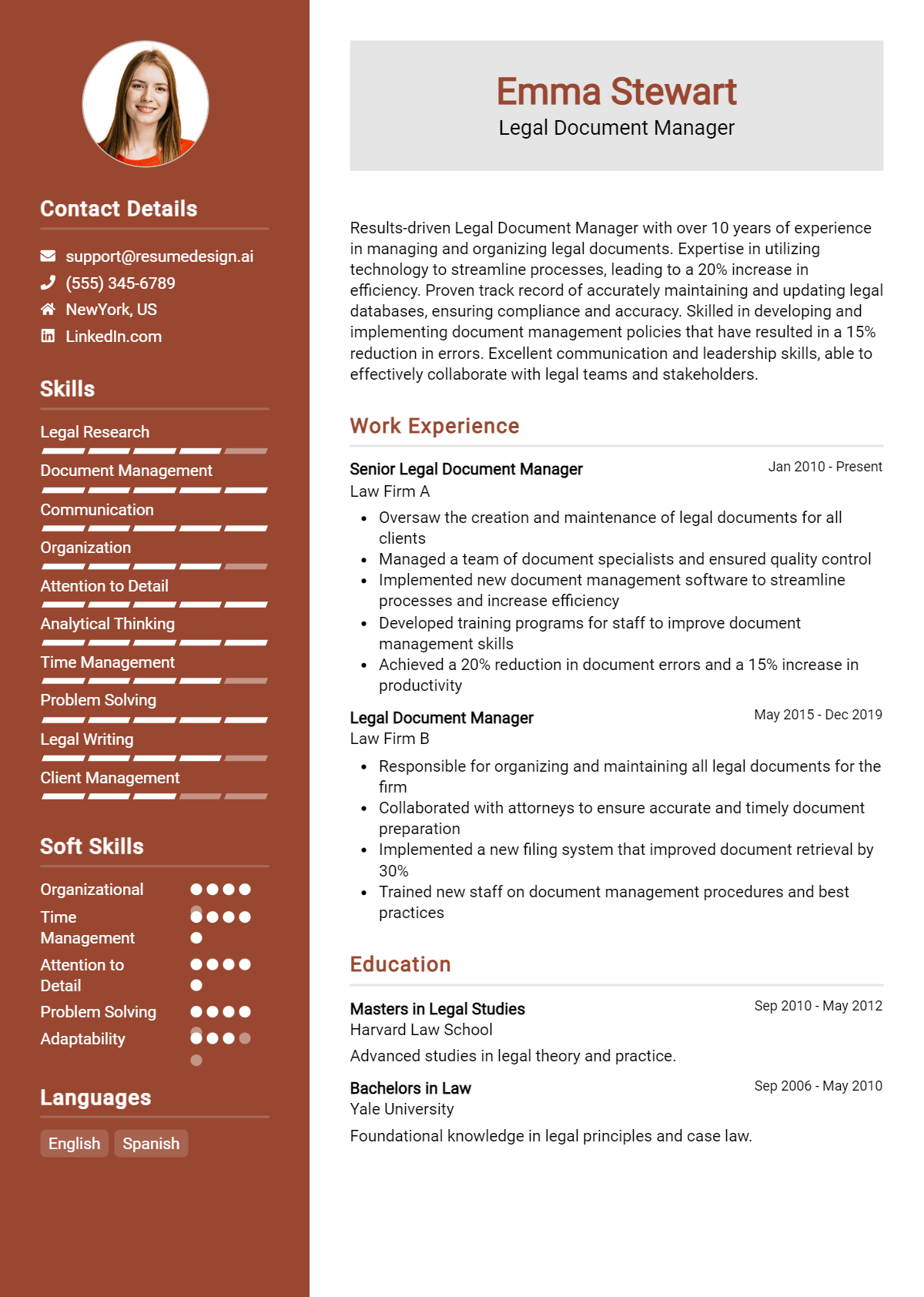 Legal Document Manager Resume Example