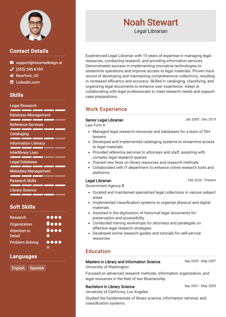 Legal Librarian Resume Example