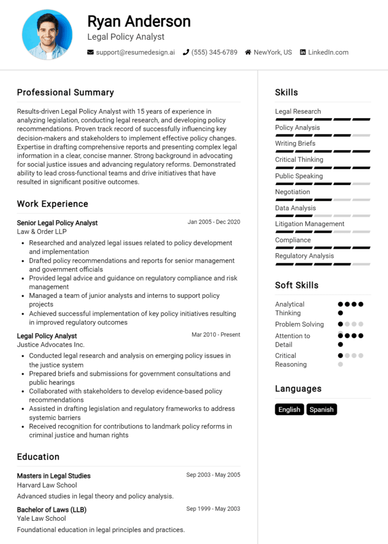 12 Legal Policy Analyst Resume Examples And Templates for 2025