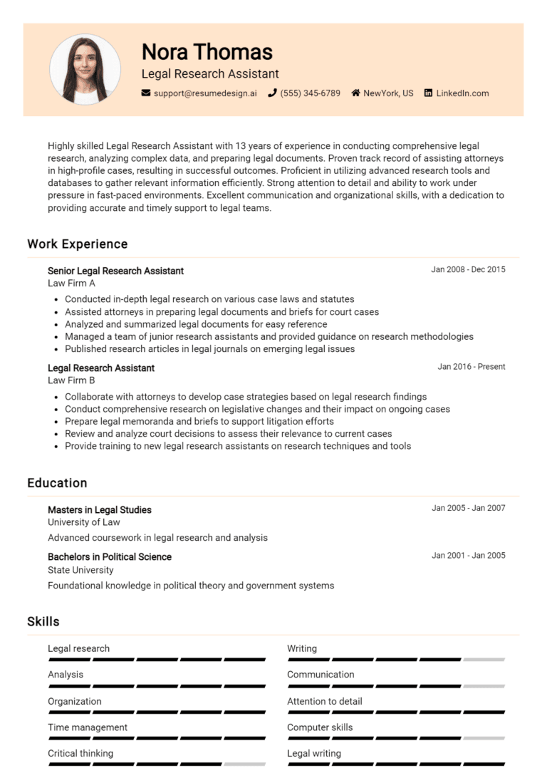 12 Legal Research Assistant Resume Examples And Templates for 2025: Top Tips