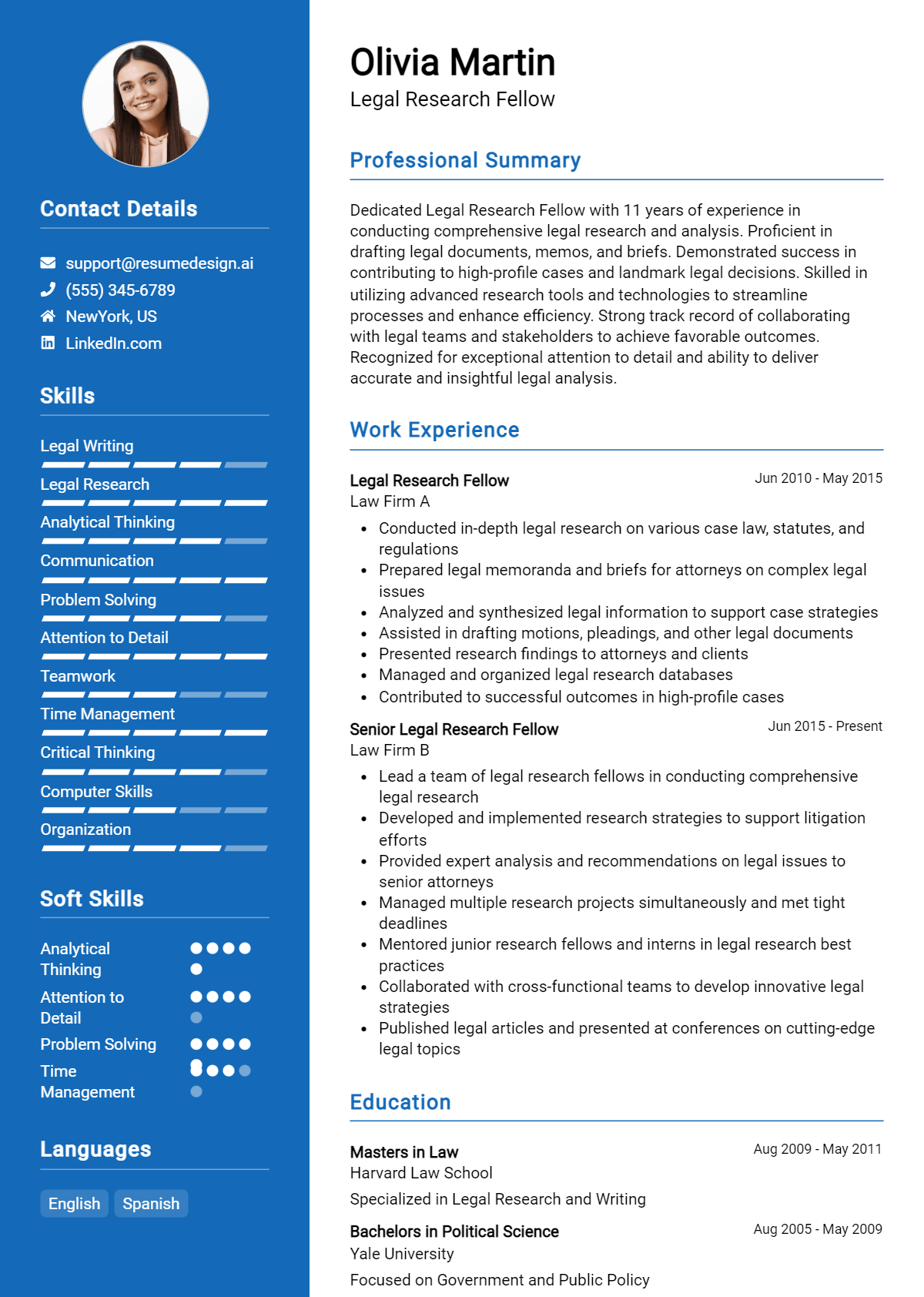 Legal Research Fellow Resume Example